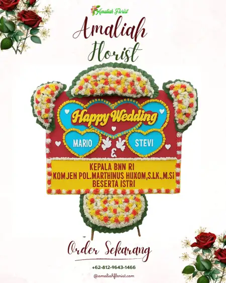 Papan Bunga Pernikahan Gulingan